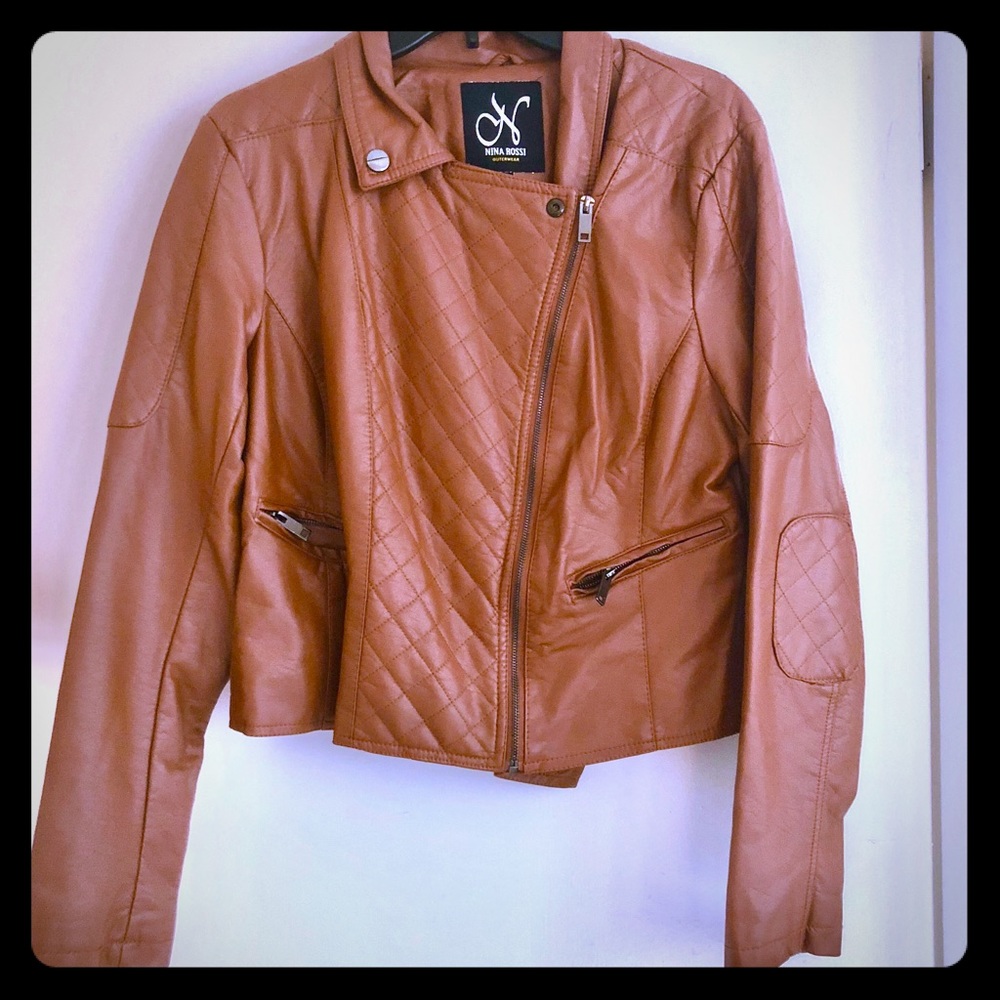 EUC Brown pleather jacket Large